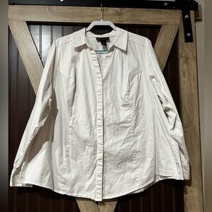 Lane Bryant White Button Down Shirt